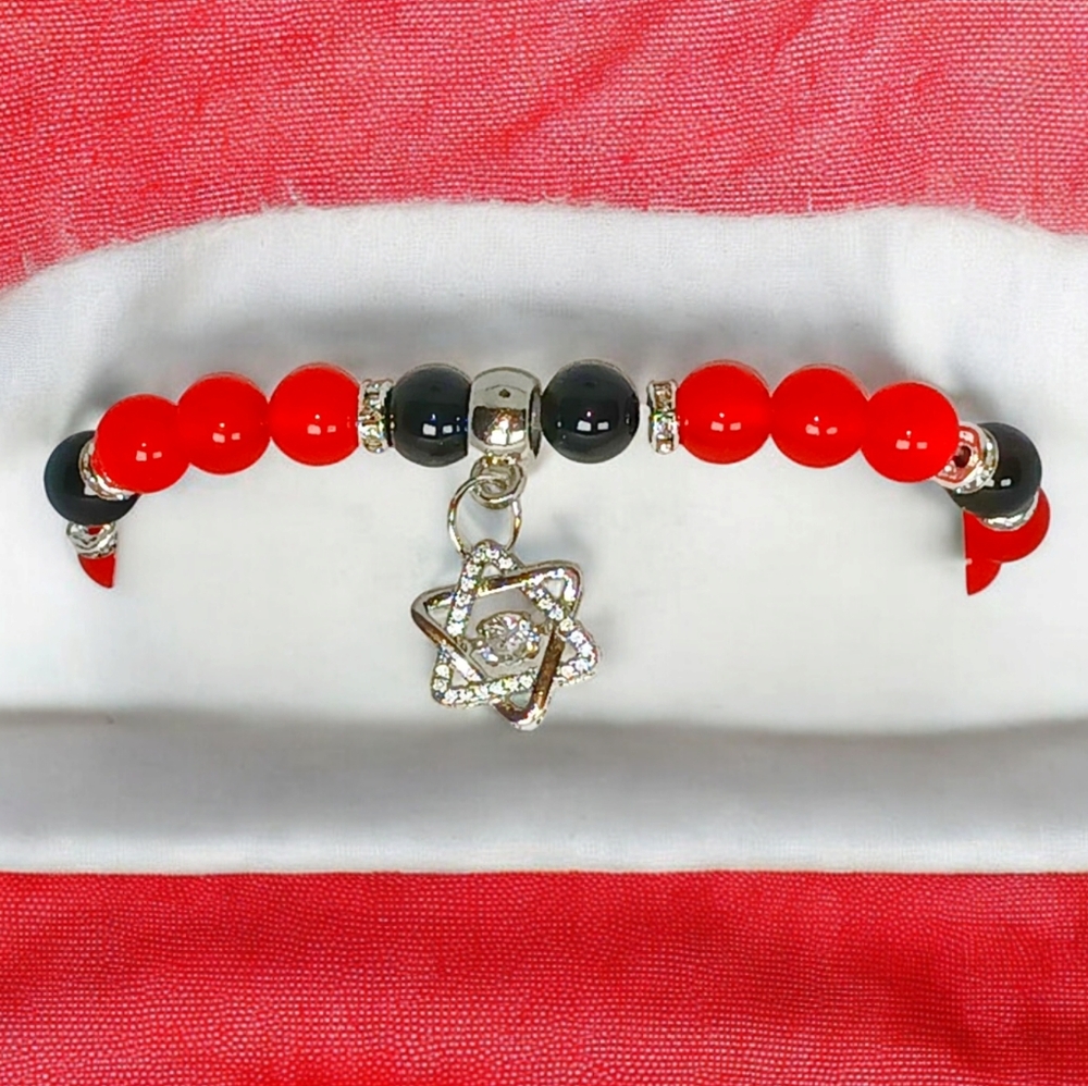 HP🎉🎉 Red Jade Black Onyx Star of David Star Charm Crystalcore Whimsigoth 00s
